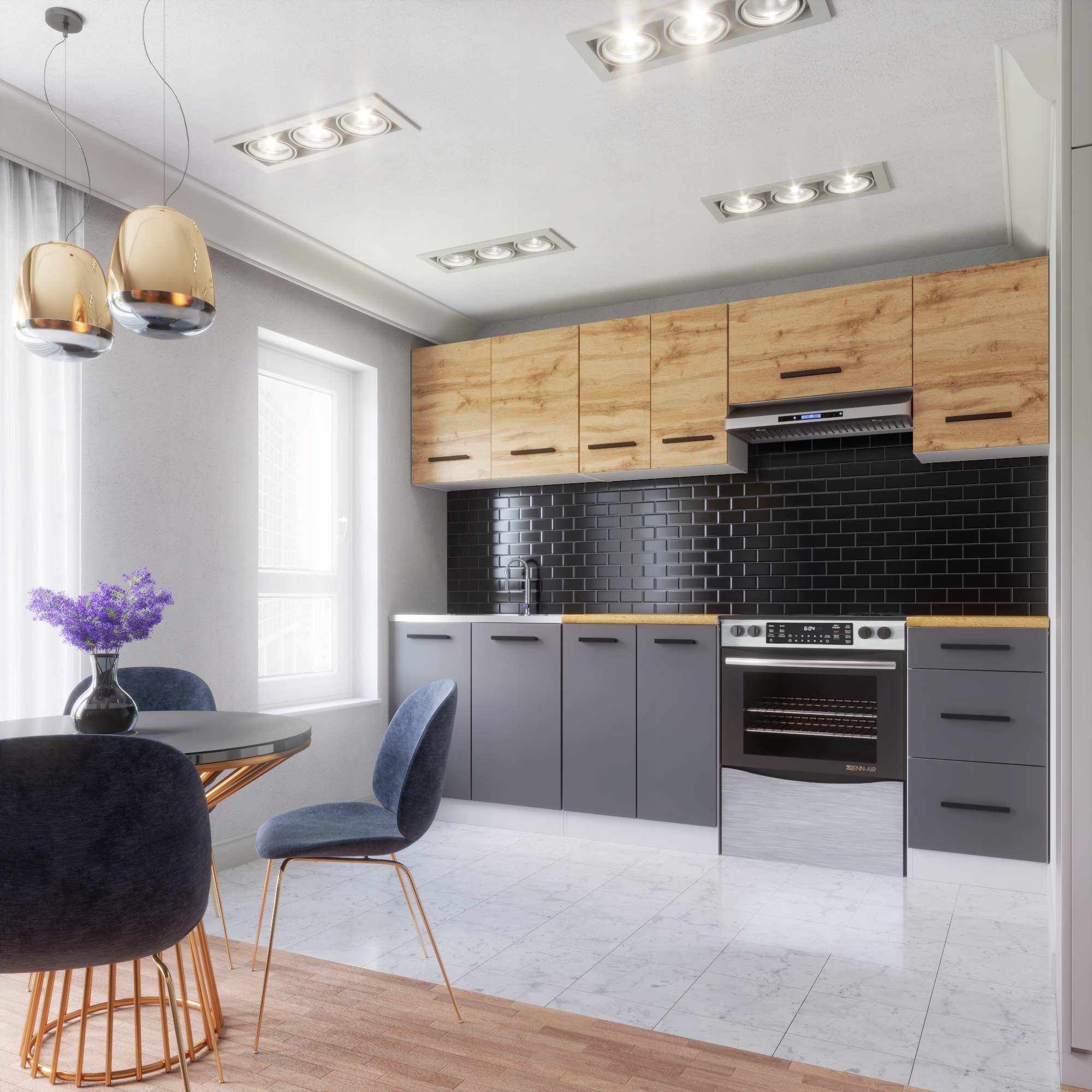 

Meble kuchenne Kuchnia Mango II 2.4m Szary Mat