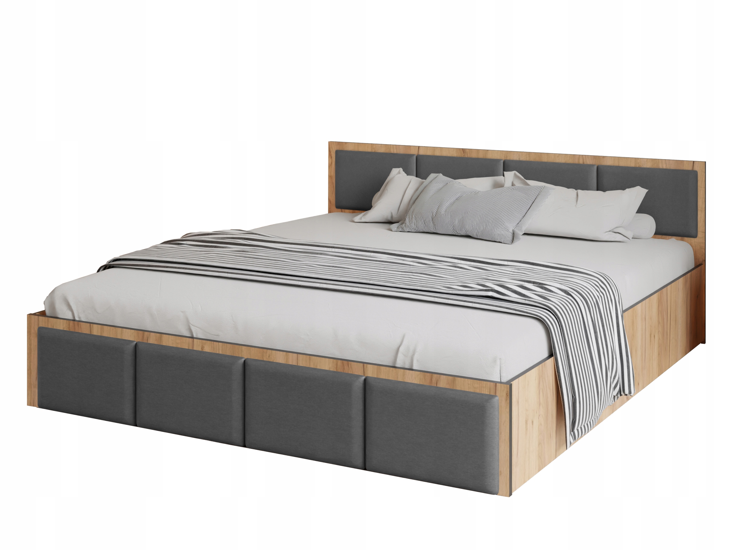 Łóżko Dior Costa 160 dąb craft 2x poczwórny panel w kolorze szarym