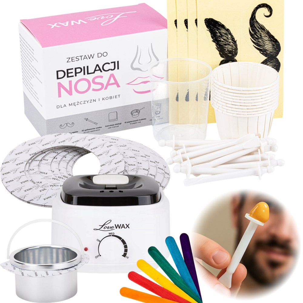 Sada pro epilaci nosu LoveWax ohřívač kroužky špachtle