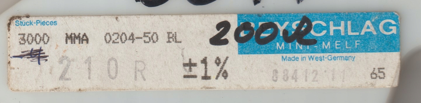 [100szt] 210R 1% 50ppm rezystor Smd minimelf MMA0204 Beyschlag low noise