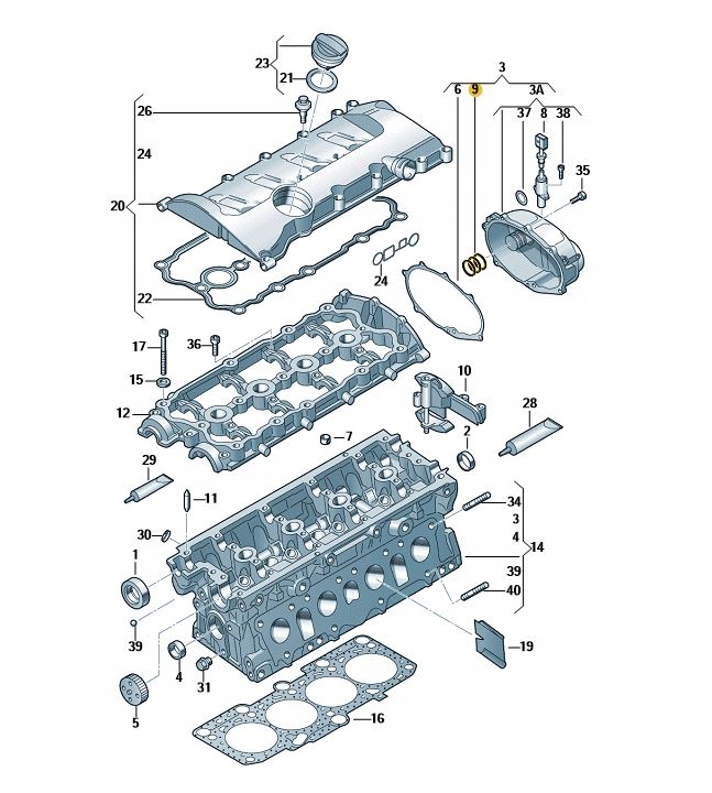 ZESTAW PIERŚCIENI OBUDOWY NASTAWNIKA AUDI ORYGINAŁ ASO Numer katalogowy części 06F198107A