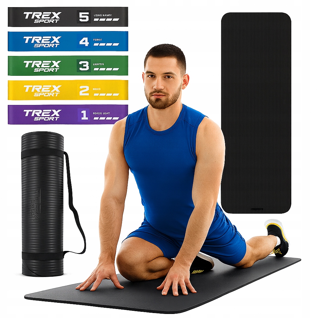 Zestaw 2w1 Gruba Mata do Ćwiczeń Joga Fitness Gumy Taśmy Oporowe