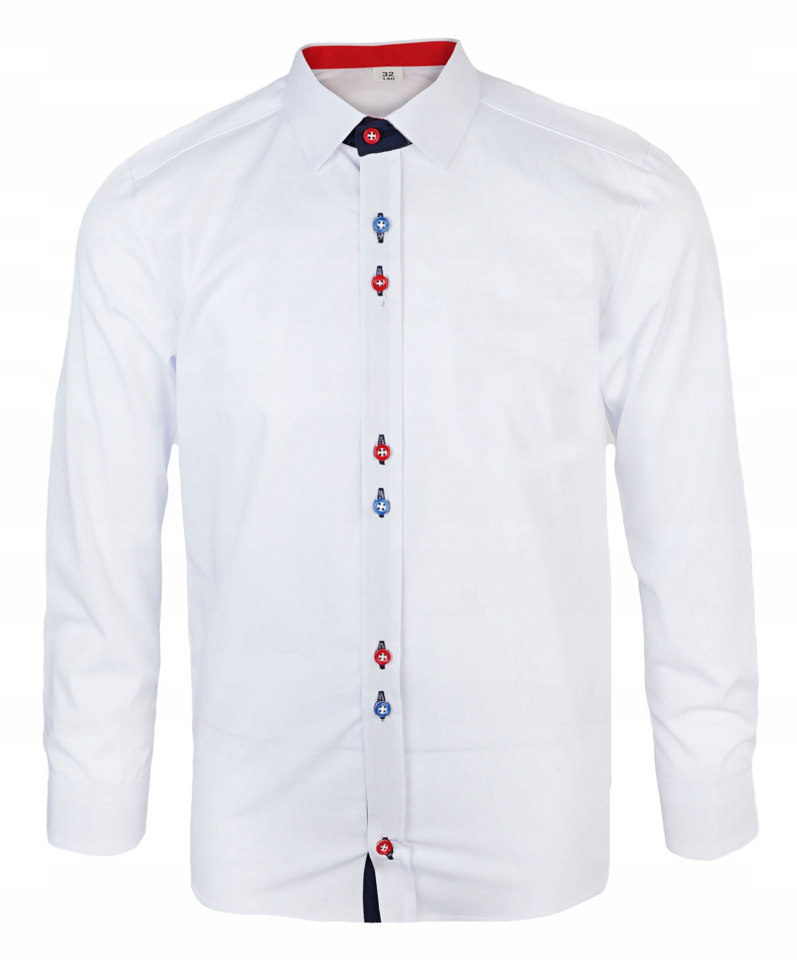 Koszula dla chłopca wizytowa zapinana długi rękaw kolorowe guziki Biks 110