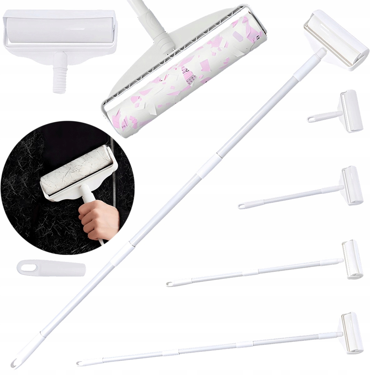 Levně Ergonomický váleček na prach 124 cm se 3 délkami pro nábytek, bílý