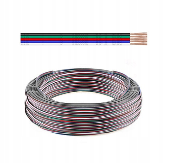 

Przewód kabel do taśm Led 5x0.5mm 5 żyłowy 1mb