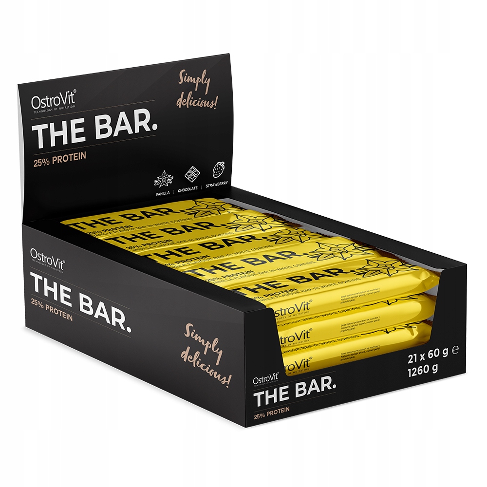 OstroVit The Bar. 21 x 60 g Fit Baton Białkowy 25% Protein Wpc Waniliowy