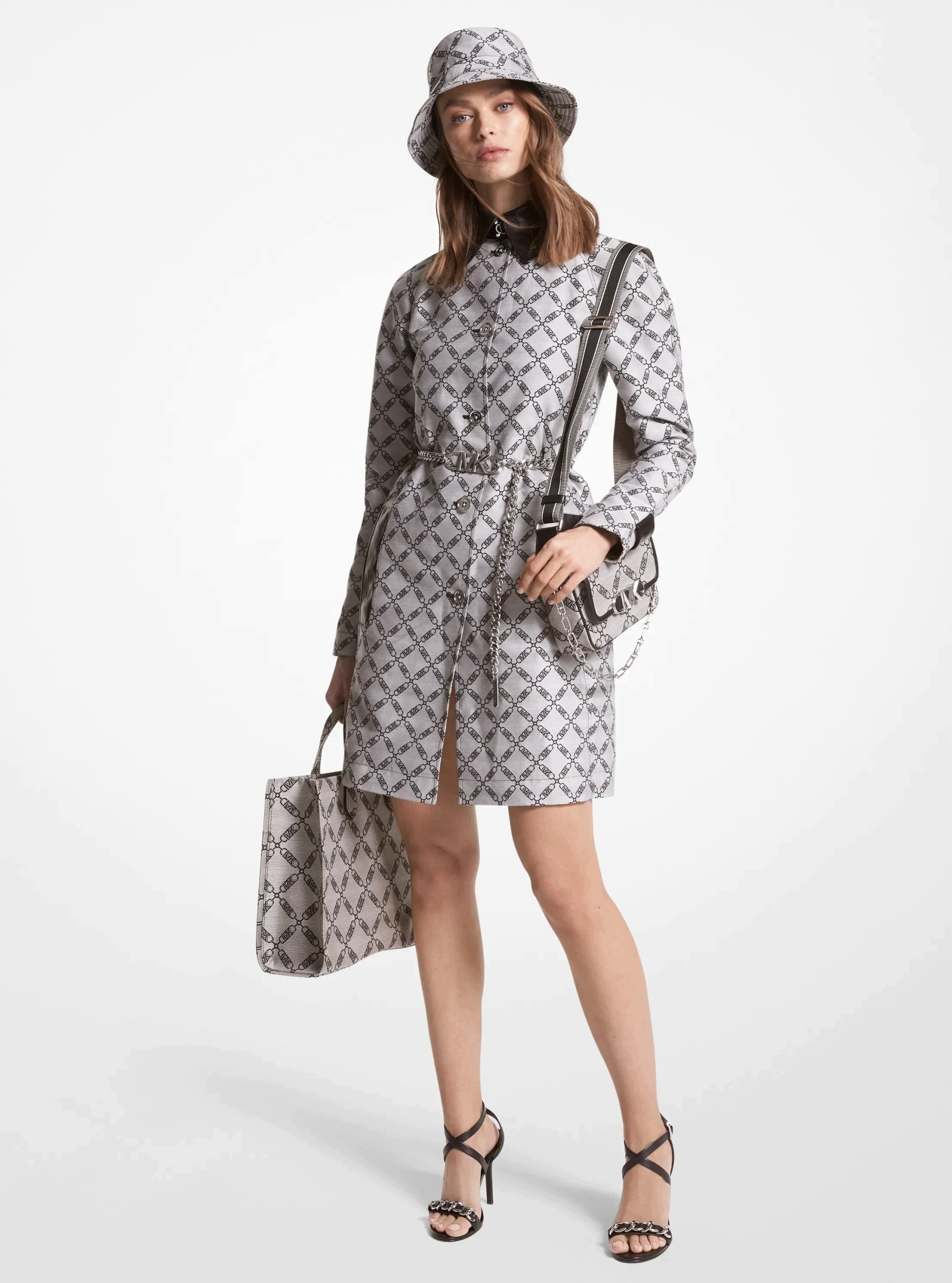 Michael Kors Dámský Trenčkot S Bavlnou, Šedý, Velikost Xxs Qaa