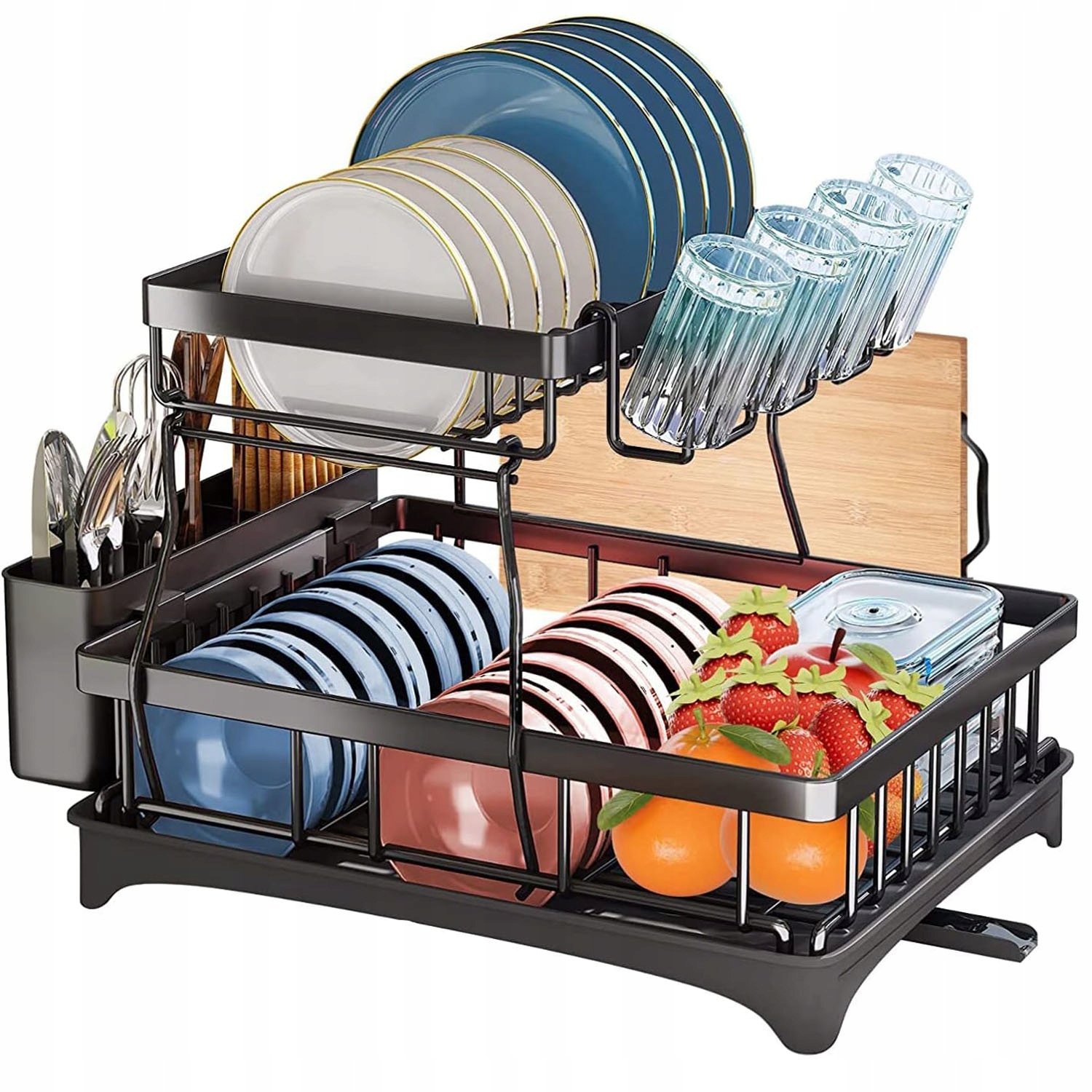 Levně Odkapávač Na Nádobí Dvouúrovňový Stojící Nerezový S Odkapem