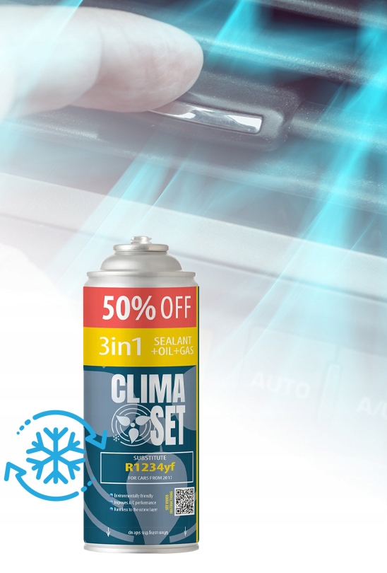 3x ZESTAW DO NABICIA KLIMATYZACJI Z USZCZELNIACZEM R1234YF 470g CLIMA SET Producent ClimaSet