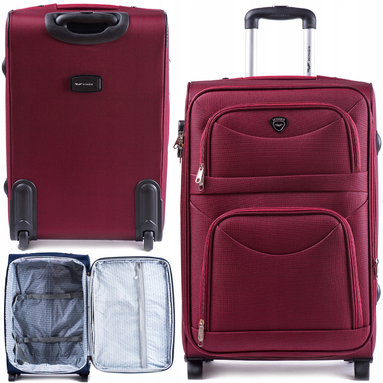 Miękka Duża Walizka Rodzinna L Poszerzana 2 Koła Ciągana Wings 6802-2 Rd
