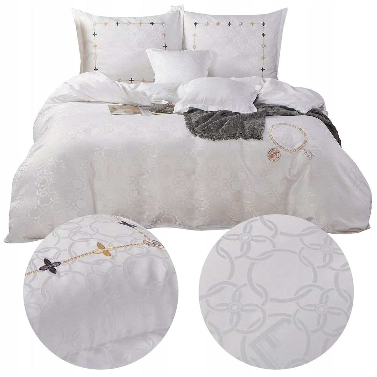 Posteľná Bielizeň 220x200 5ks Atlasová vyšívaná bavlnená saténová krabička