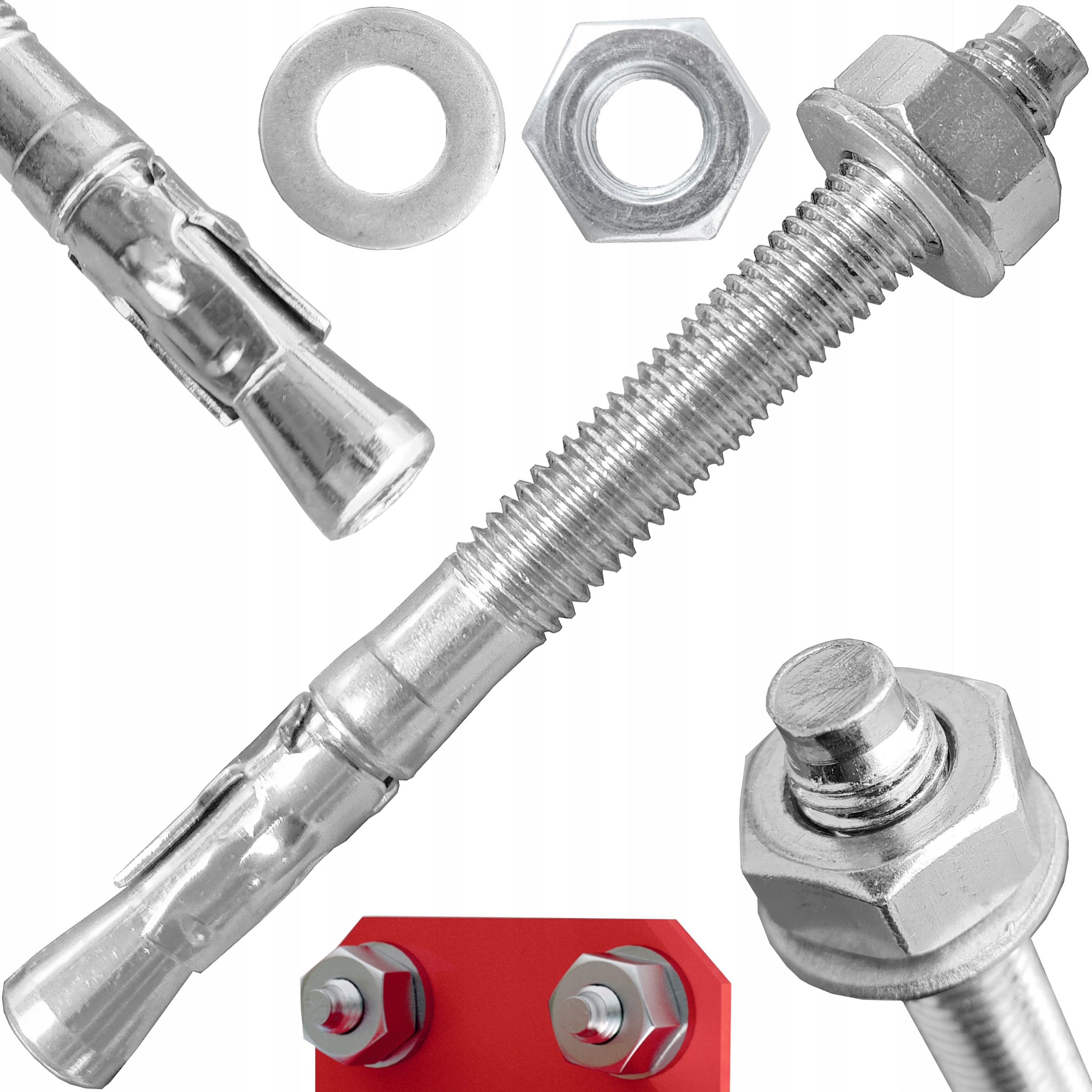 Kroužkový Rozpěrný Šroub Kotva Ocelová Kolík M12 12x260 25 Ks