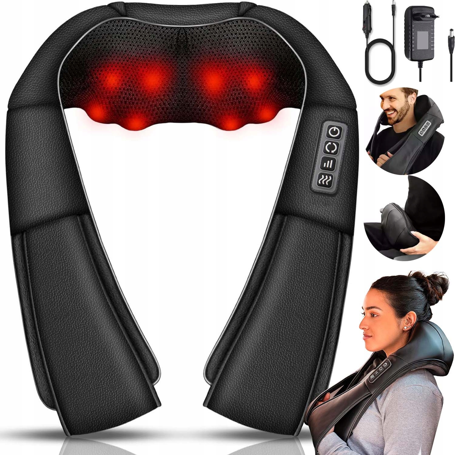 Masażer Do Szyi Karku Pleców Ciała Podgrzewany Pas Masujący Shiatsu Plecy