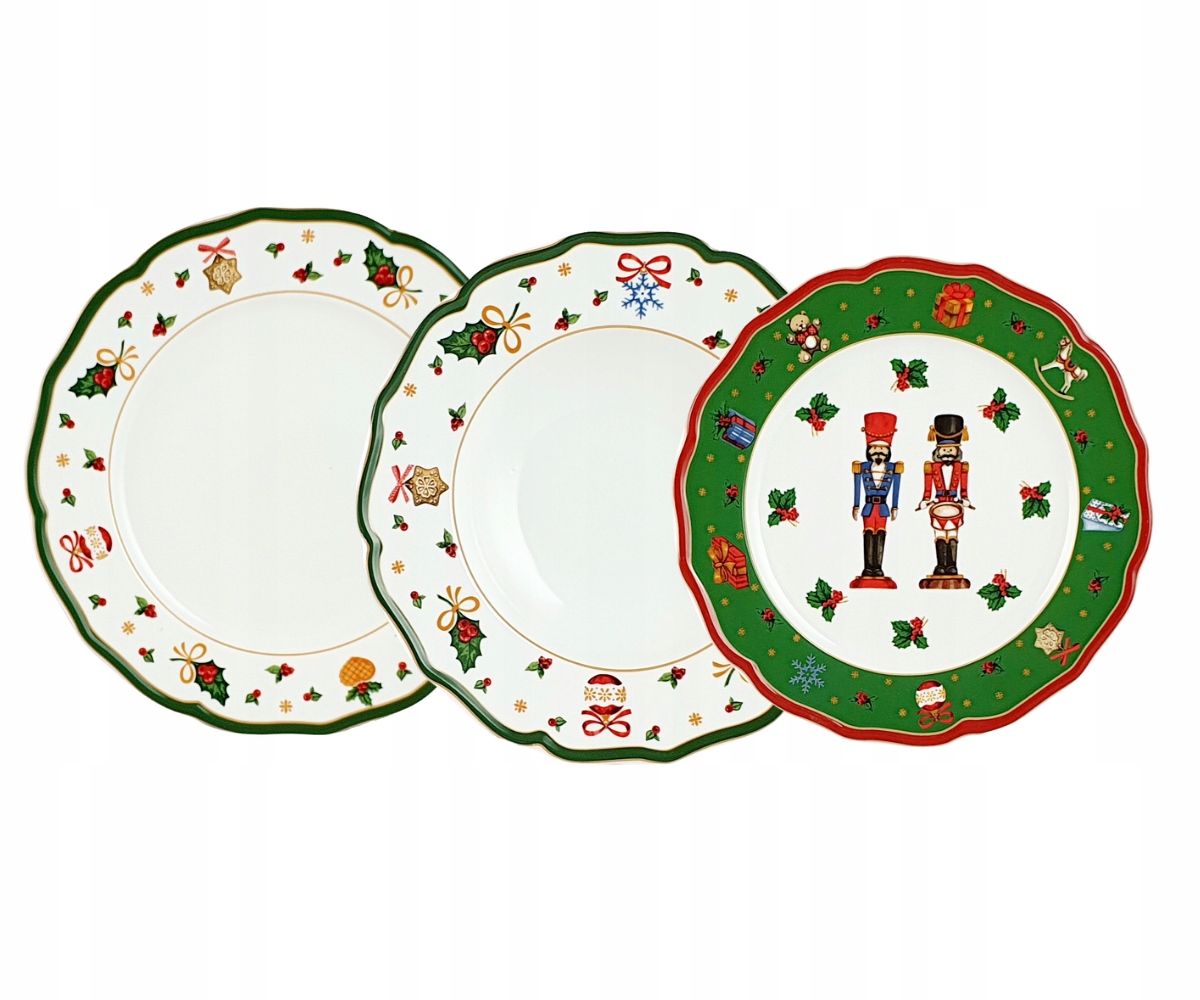 Vánoční porcelán|TICHÁ Noc sada 3 talířů zelená| Bogucice