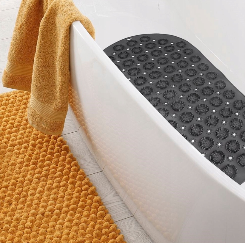 MATA ANTYPOŚLIZGOWA DO WANNY BRODZIKA 68x37 czarna OLDMAN GUMOWA PRZYSSAWKI Kod producenta 530309