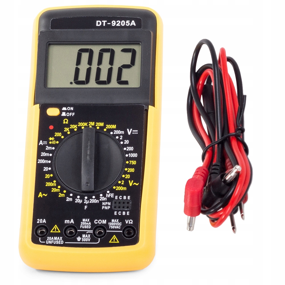 

Cyfrowy Miernik Multimetr Prądu DT9205A LCD Cyfra