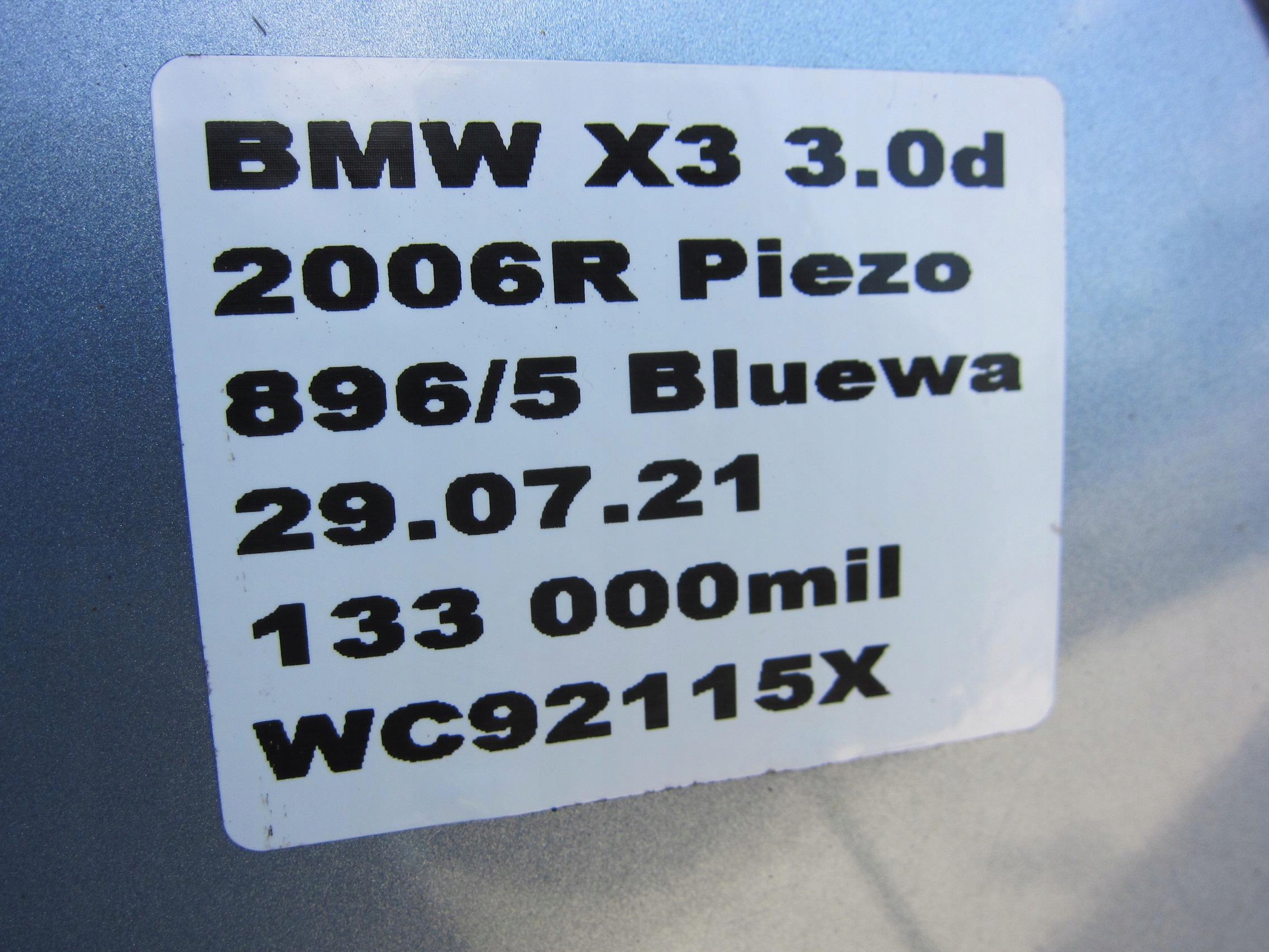 BMW E83 X3 3.0 bonnet front front 896 BLUE WATER