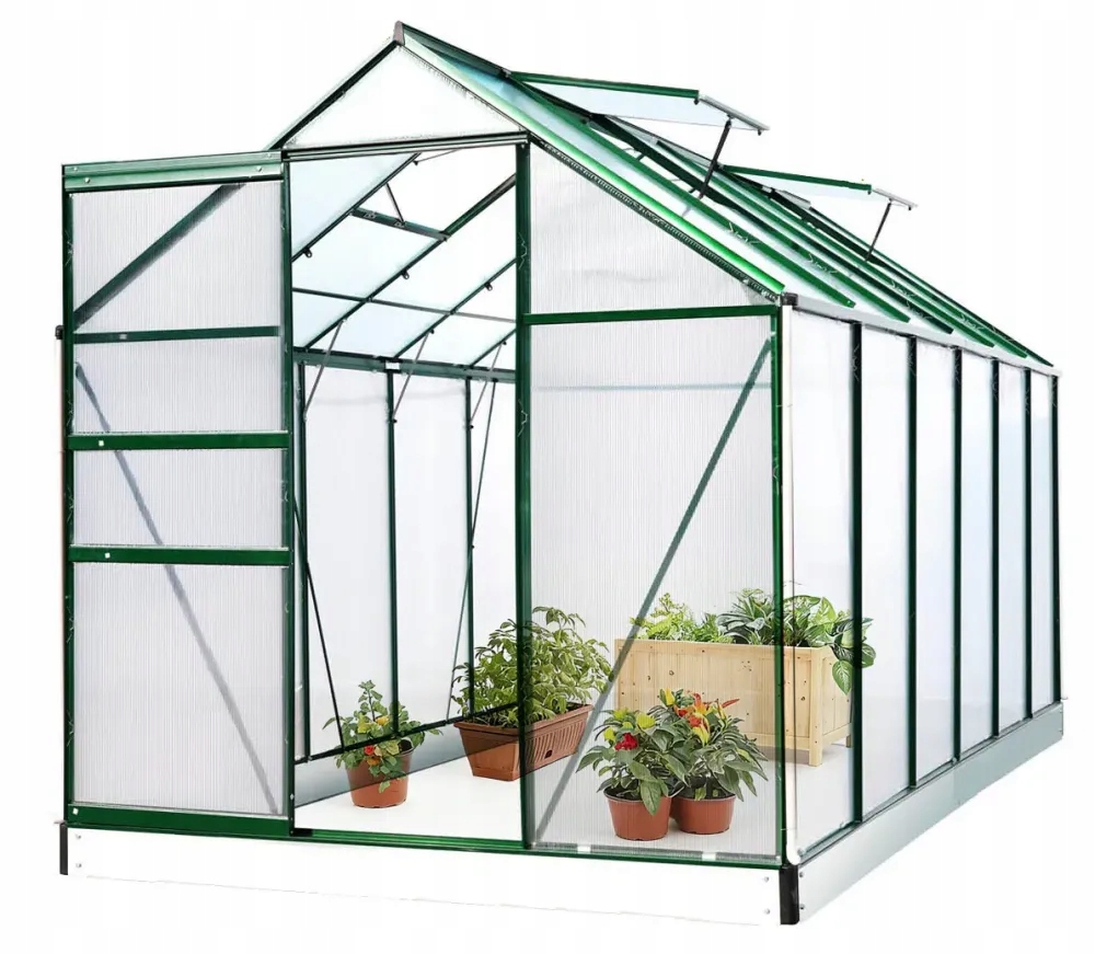 Szklarnia Poliwęglanowa Aluminiowa 4mm- 7,5 m² Zielona