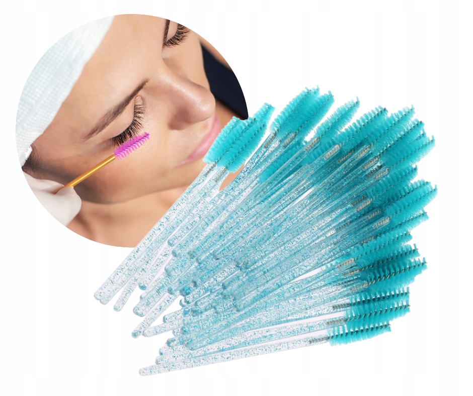 SPIRALKA SZCZOTECZKA DO RZĘS KRYSZTAŁ 50szt GREEN