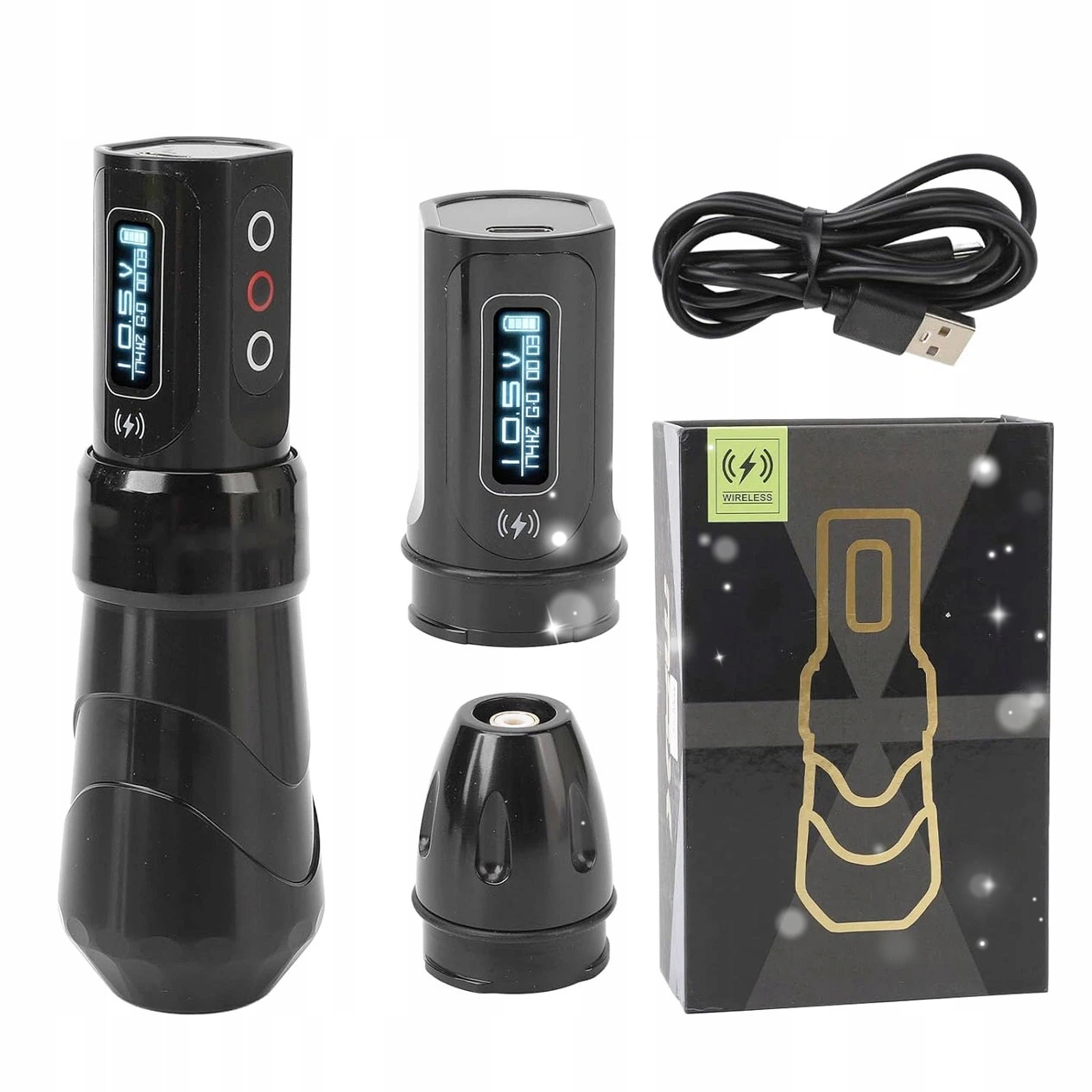 Bezdrátový Na Tetování S Dvojitou Baterií, Černá Regulace Napětí