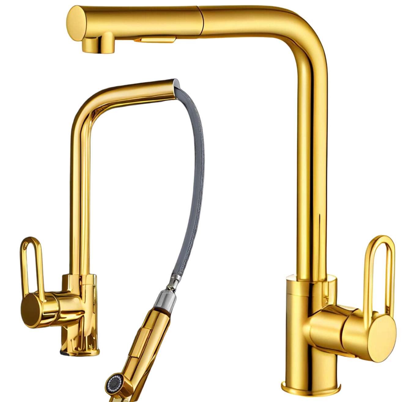 Kuchyňská Baterie Vytahovací Sprcha Zlatá Flexibilní Moderní Design