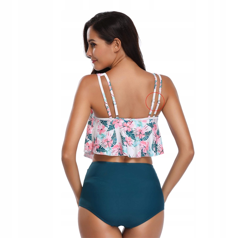 STRÓJ KĄPIELOWY DWUCZĘŚCIOWY WYSOKI STAN MODELUJĄCY DAMSKI WIELOKOLOROWY XL Model Dwuczęściowy