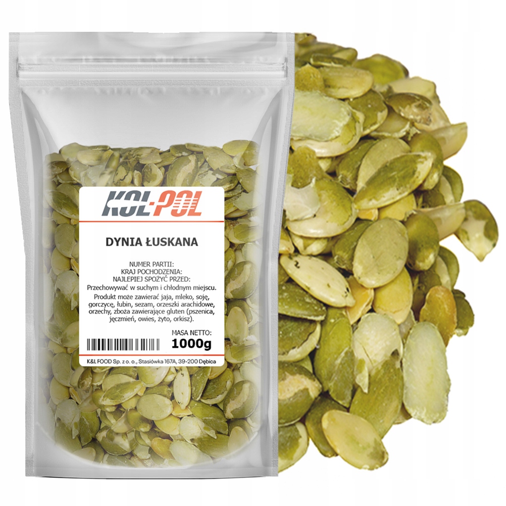 Pestki Dyni 1kg Łuskane naturalne świeże Dynia łuskana jakość Kol-Pol