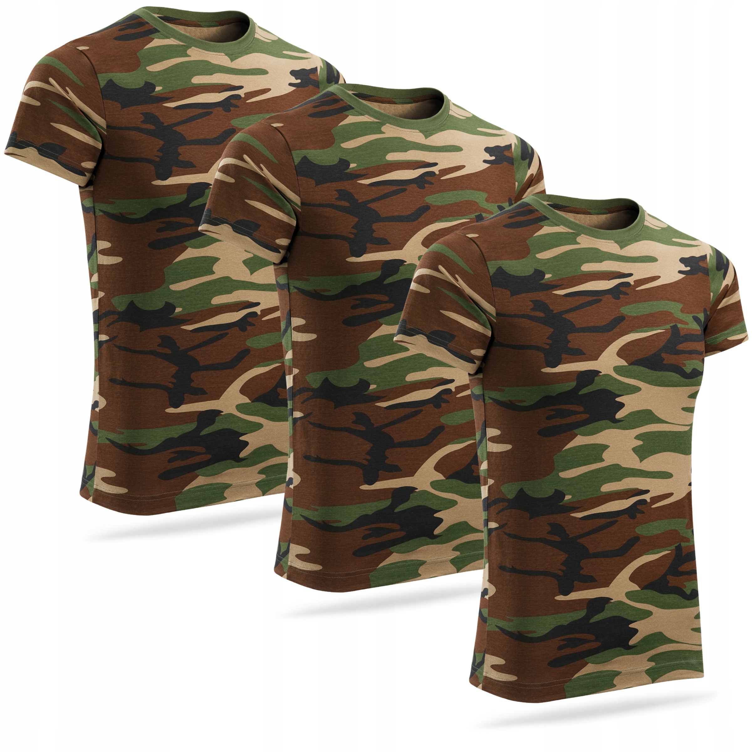 Sada 3 kusů pánských vojenských triček 100% bavlna woodland camo S