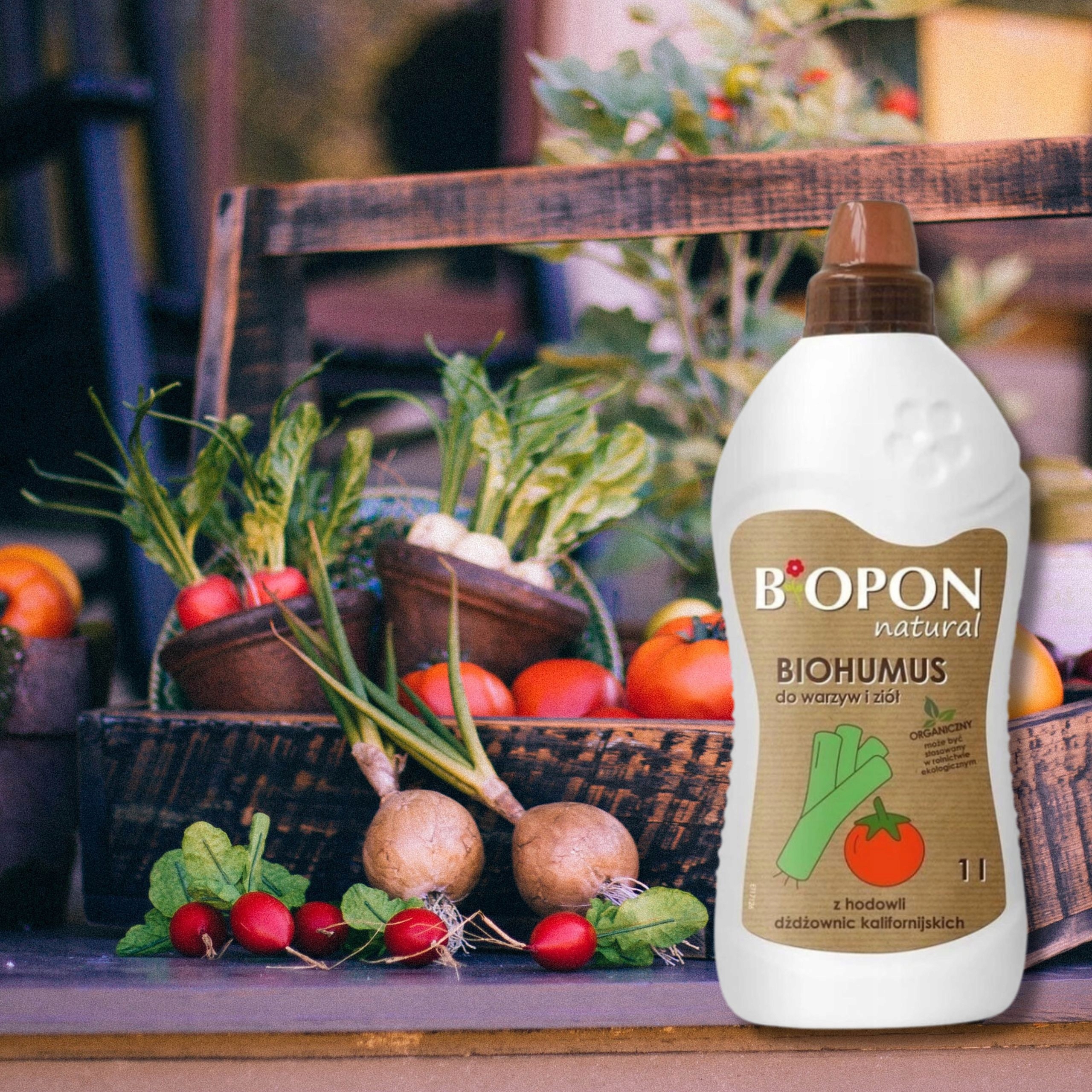 BIOPON NATURAL NAWÓZ BIOHUMUS UNIWERSALNY DO WARZYW I ZIÓŁ 1L ODŻYWCZY Producent Biopon