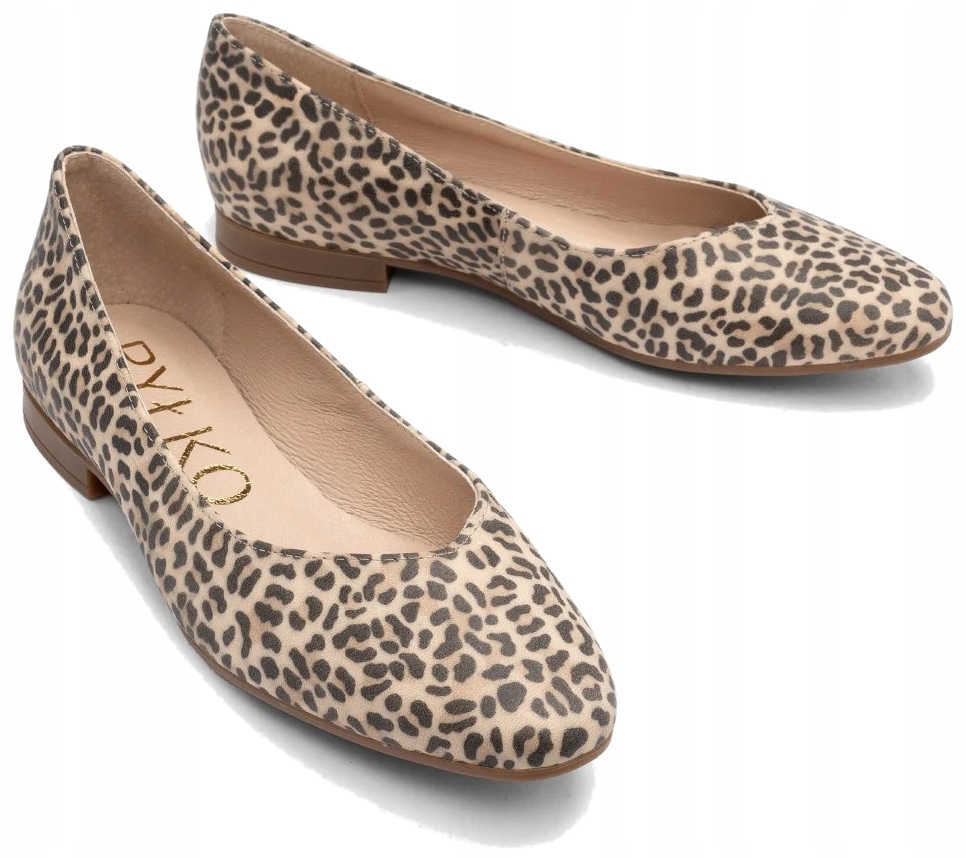 Stylové Dámské Baleríny S Leopardím Vzorem Elegantní Módní Kožené Ryłko 38,5