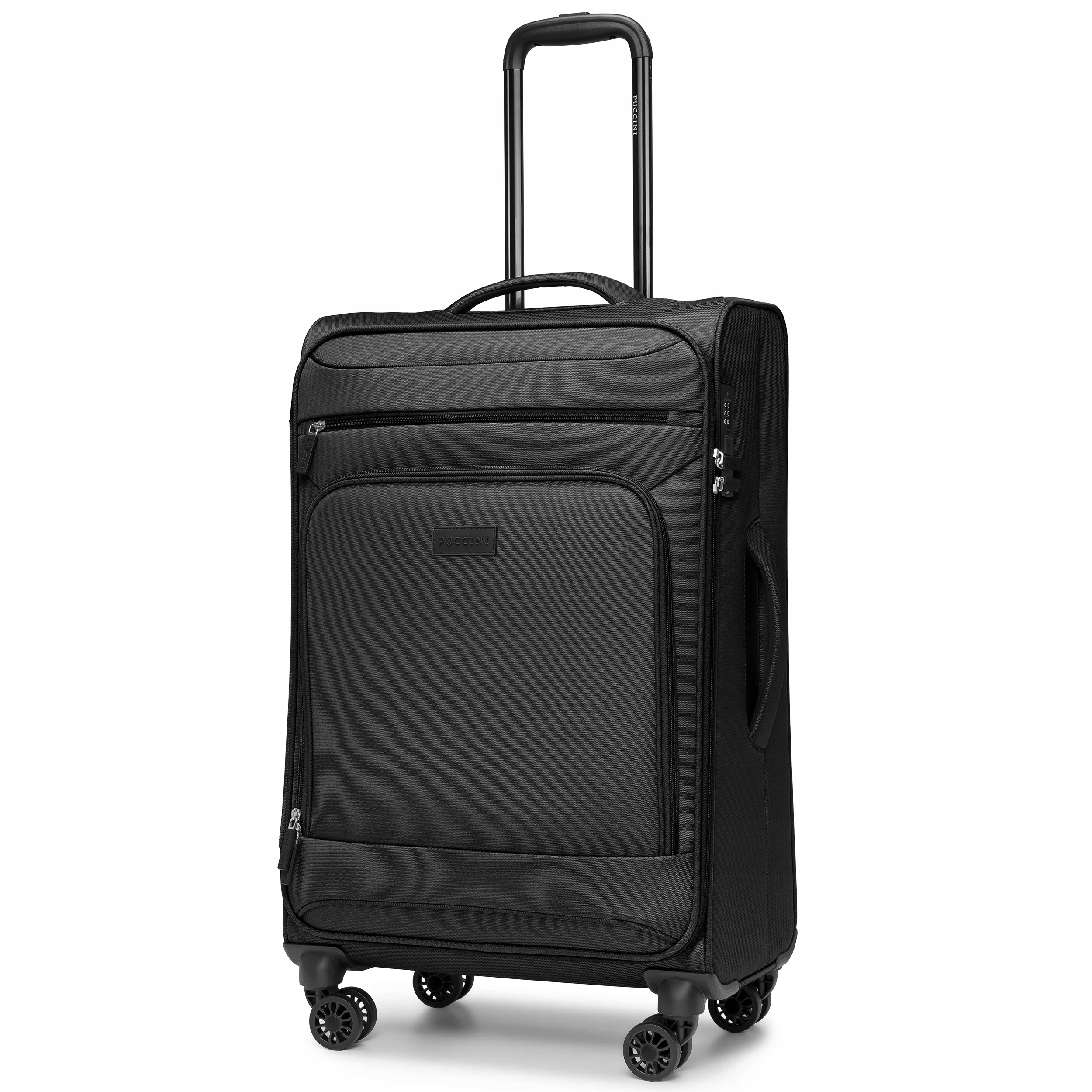 Walizka Średnia Podróżna Miękka Na Kółkach Puccini Czarna EM50255B-1