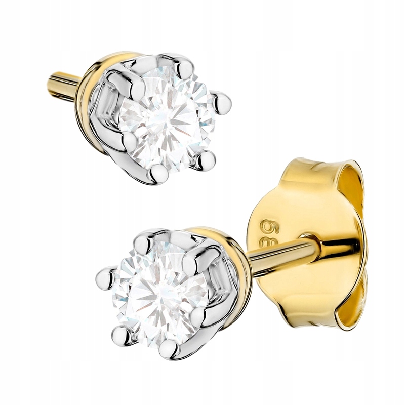 Zlaté Náušnice pr. 585 Klasické s laboratorními diamanty 0,30ct 14k