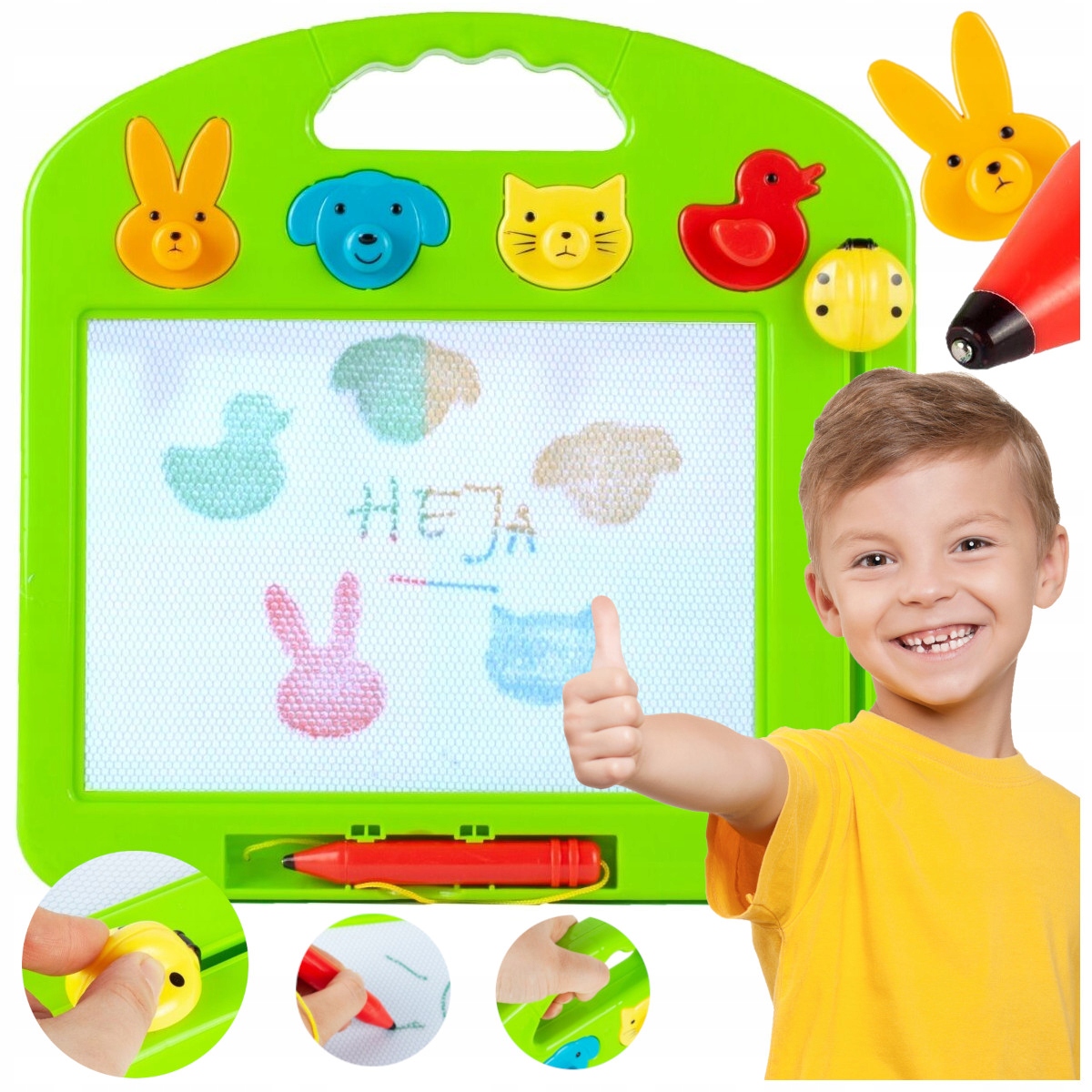 Znikopis Tablica Magnetyczna z Długopisem KOLOROWE RYSUNKI + 4 Pieczątki Kod producenta Z726