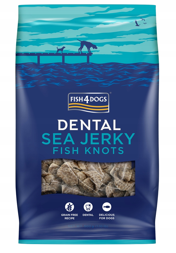 Levně FISH4DOGS Pamlsky pro psy Dental Sea mořská ryba uzlíky 500 g
