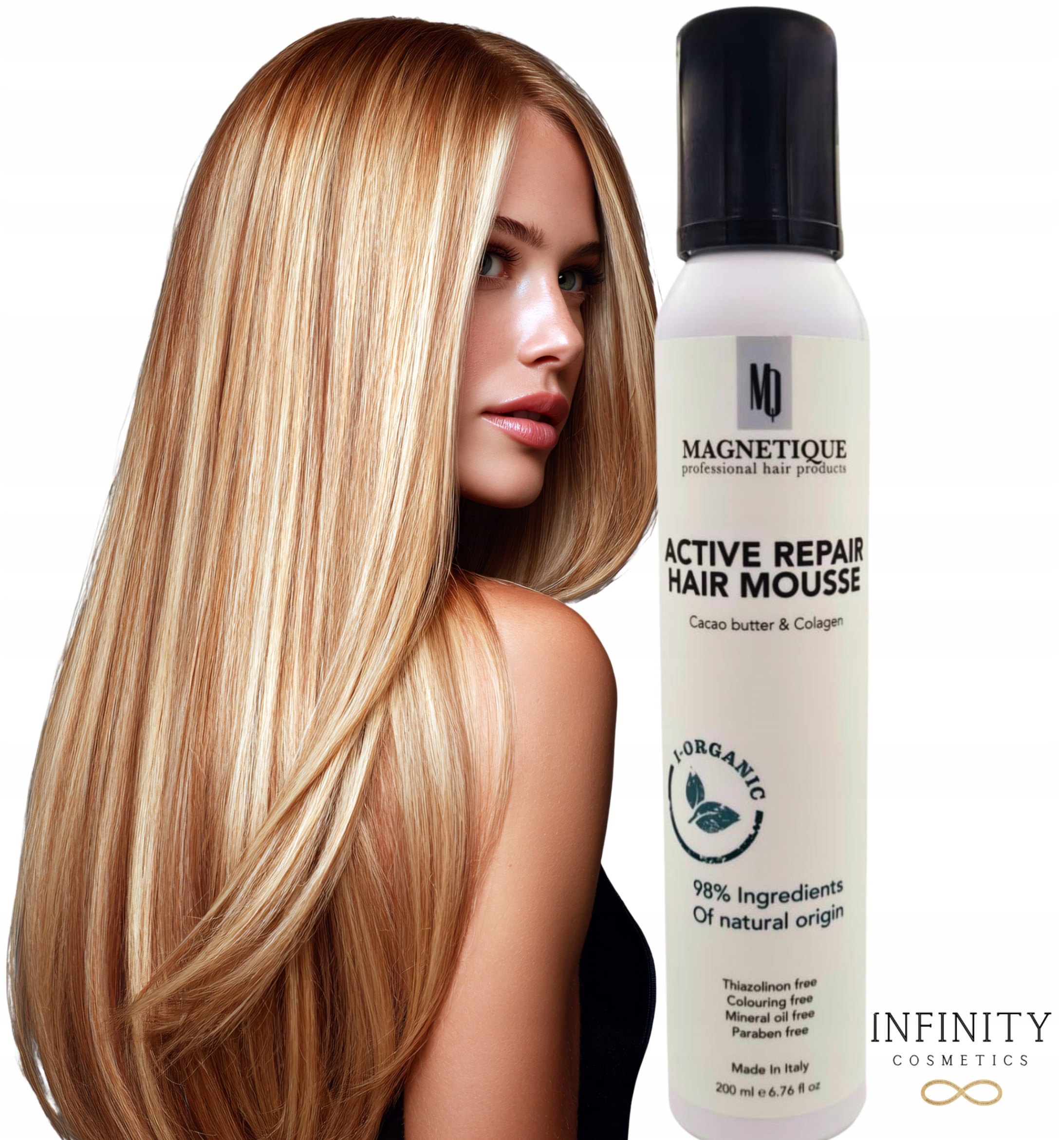 Magnetique Active Repair Mousse200 ml Kolagen Kakaové máslo Kondicionér v pěně