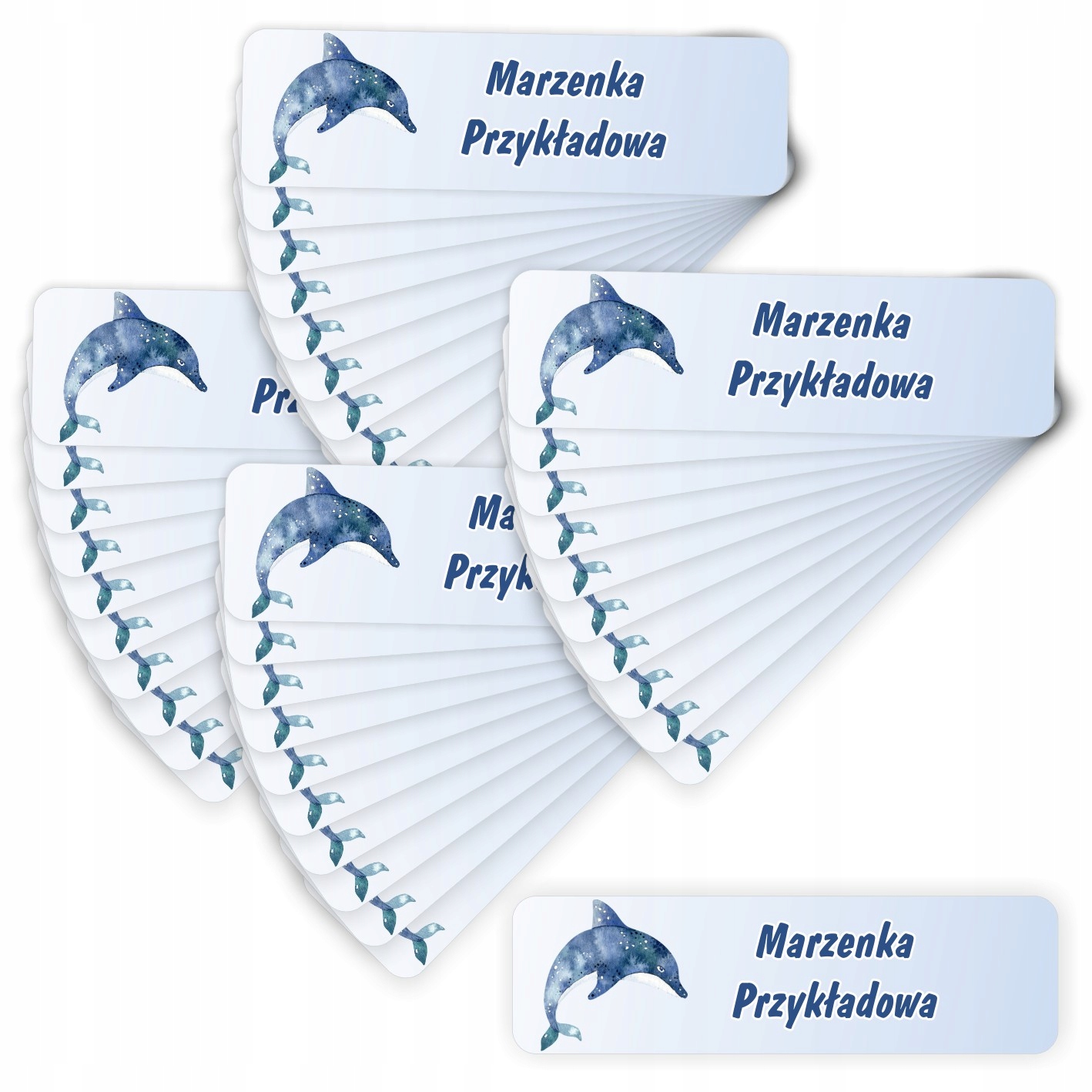 

40x Naklejki imię nazwisko imiennik szkoły delfin