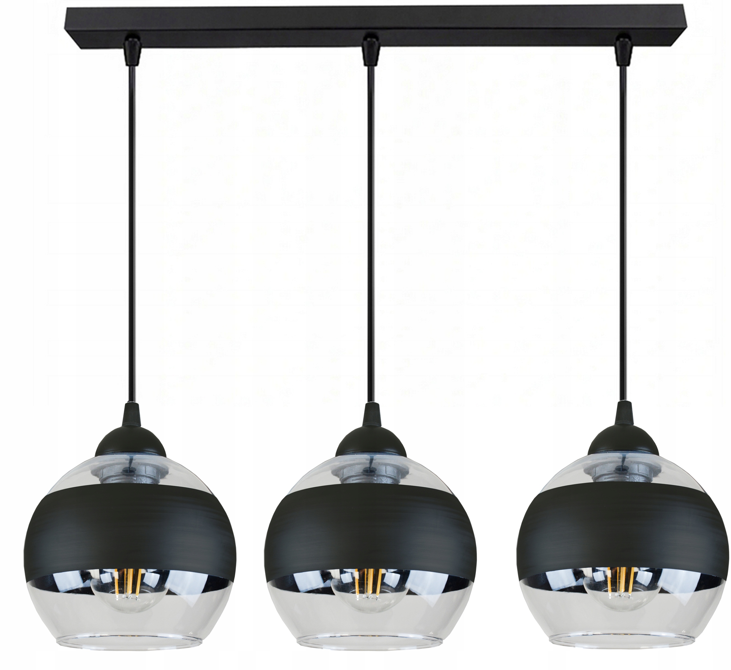 Lampa Wisząca Nad Stół Ławę Do Kuchni Salonu Pokoju Led E27 Szklane Klosze