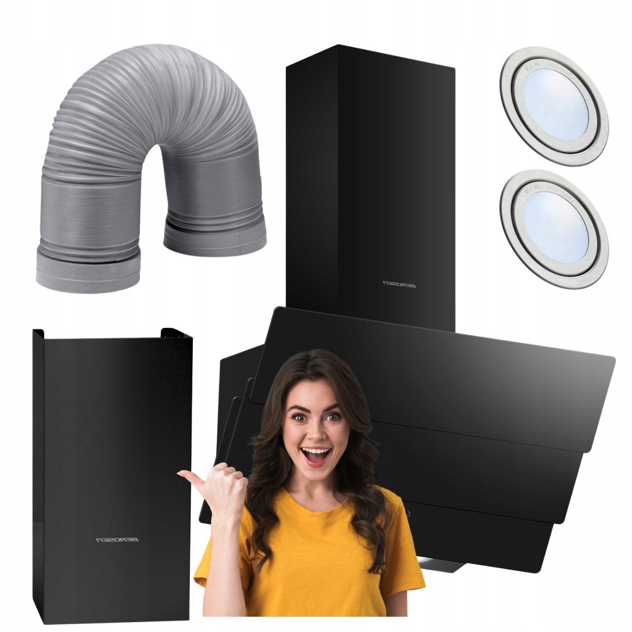 Okap Kominowy Kuchenny 60cm Rura Komin Pochłaniacz Do Kuchni Nowoczesny