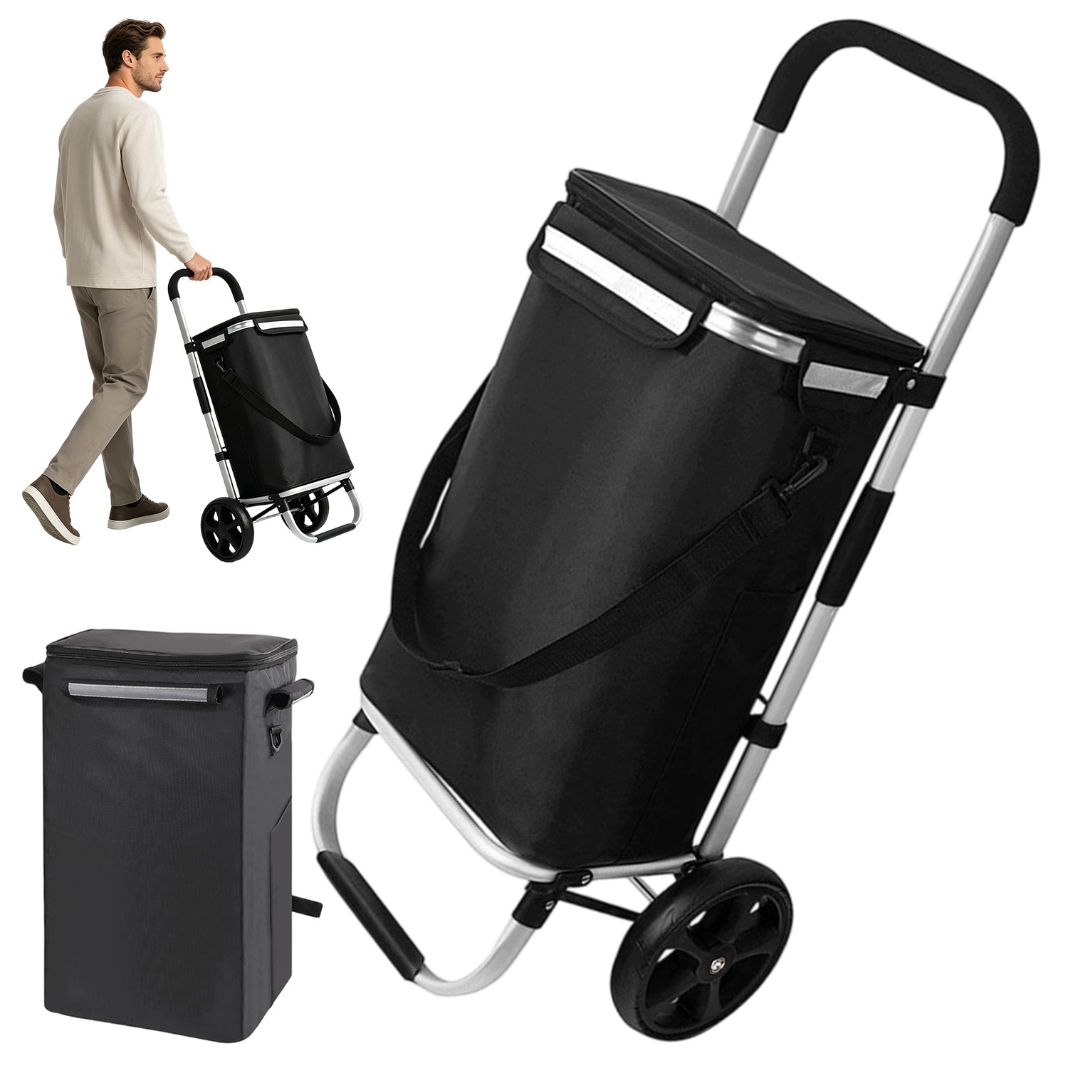 Skládací nákupní vozík Bedee 37L s taškou na schody 30 kg 96x42 cm Doma