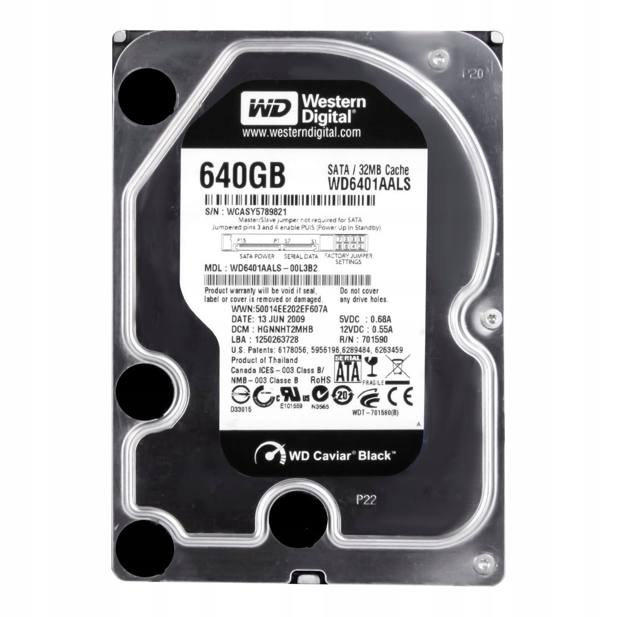Wd Caviar Black 640GB 7.2K 32MB Sata II 3.5'' WD6401AALS