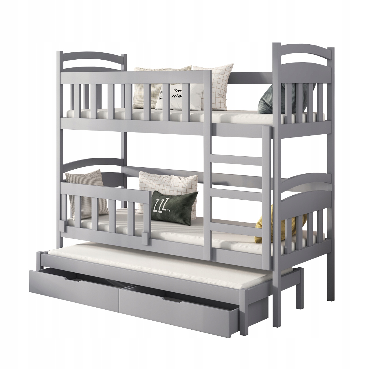 Łóżko piętrowe 3 osobowe GABI, materace 180x75 Marka Green Elephant