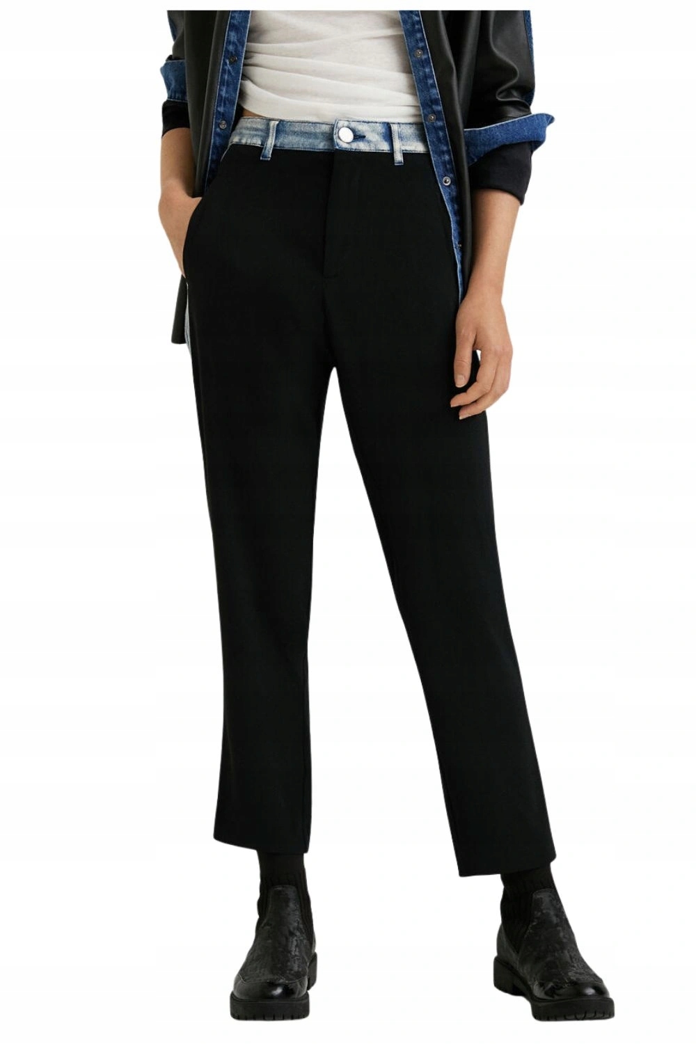 Dámské kalhoty Desigual Cameron černé slim nohavice 7/8 vel. S