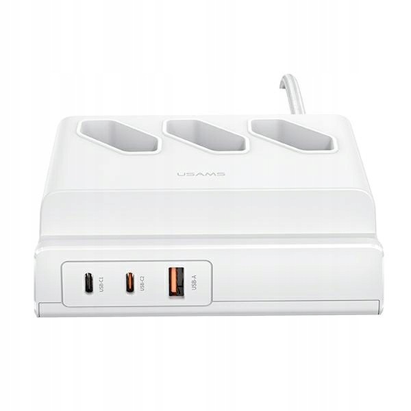Usams zásuvková lišta 65W Si Usb-c Usb-a 3x Ac bílá
