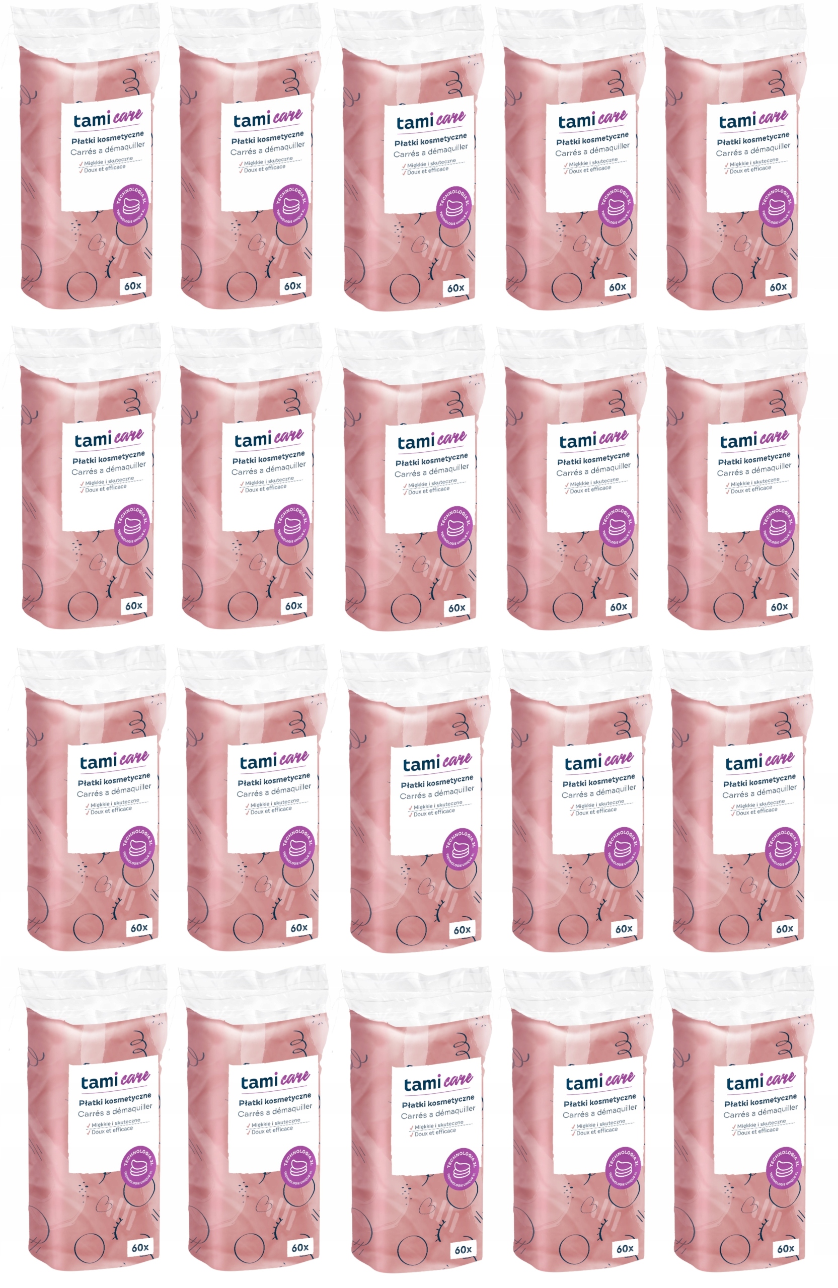 

Tami Płatki Kosmetyczne Kwadratowe 20x60szt 20PAK