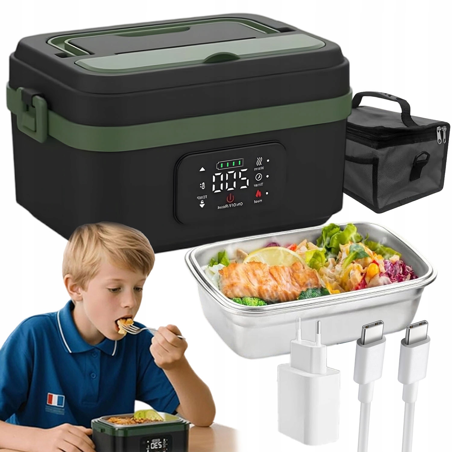 4V1 Elektricky Vyhřívaný Obědový Box 1 L 16000 Mah S Taškou Vidlička Lžíce