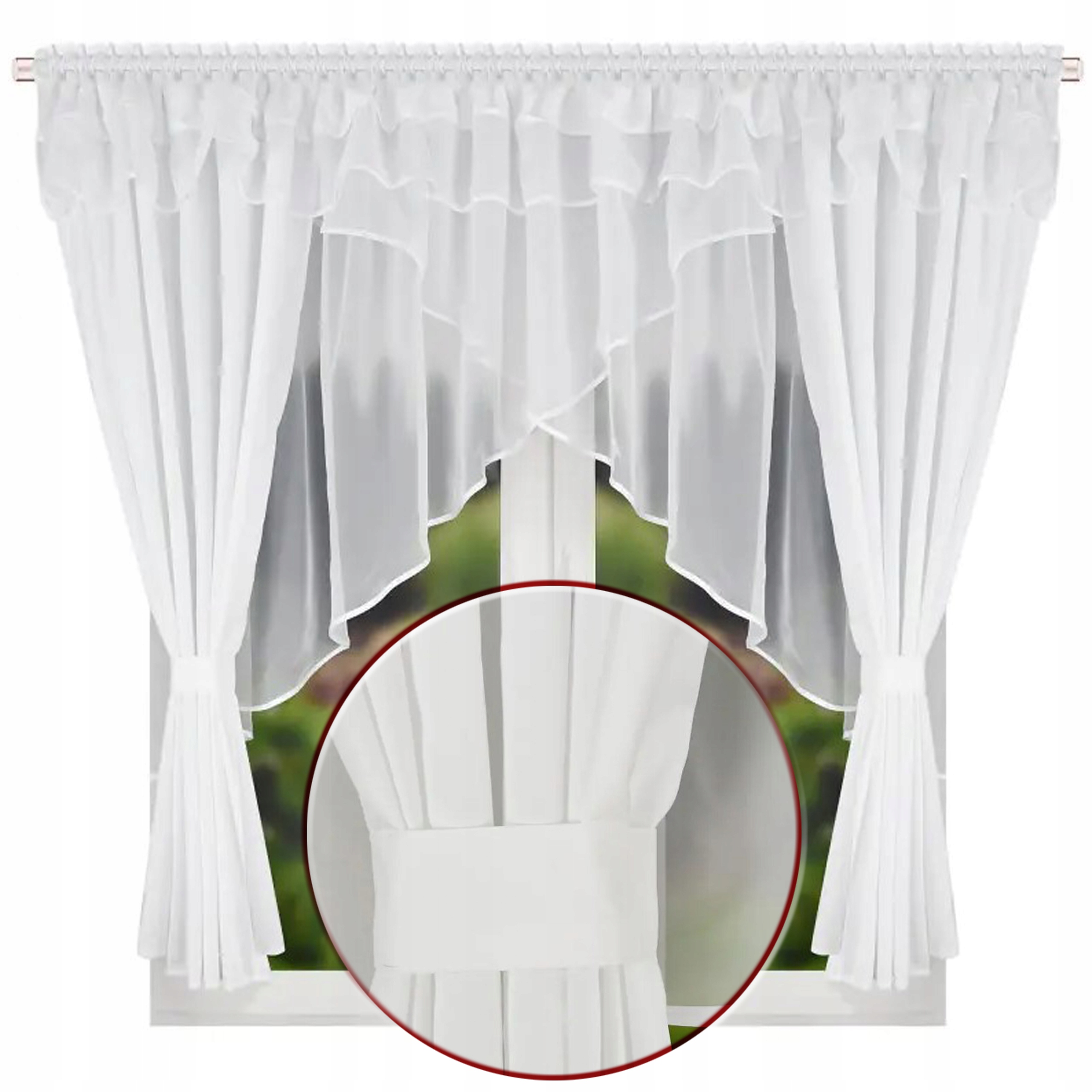 Firana Gotowa Woal Zasłony Białe Z Lambrekinem 400x160 Do Salonu Na Taśmie