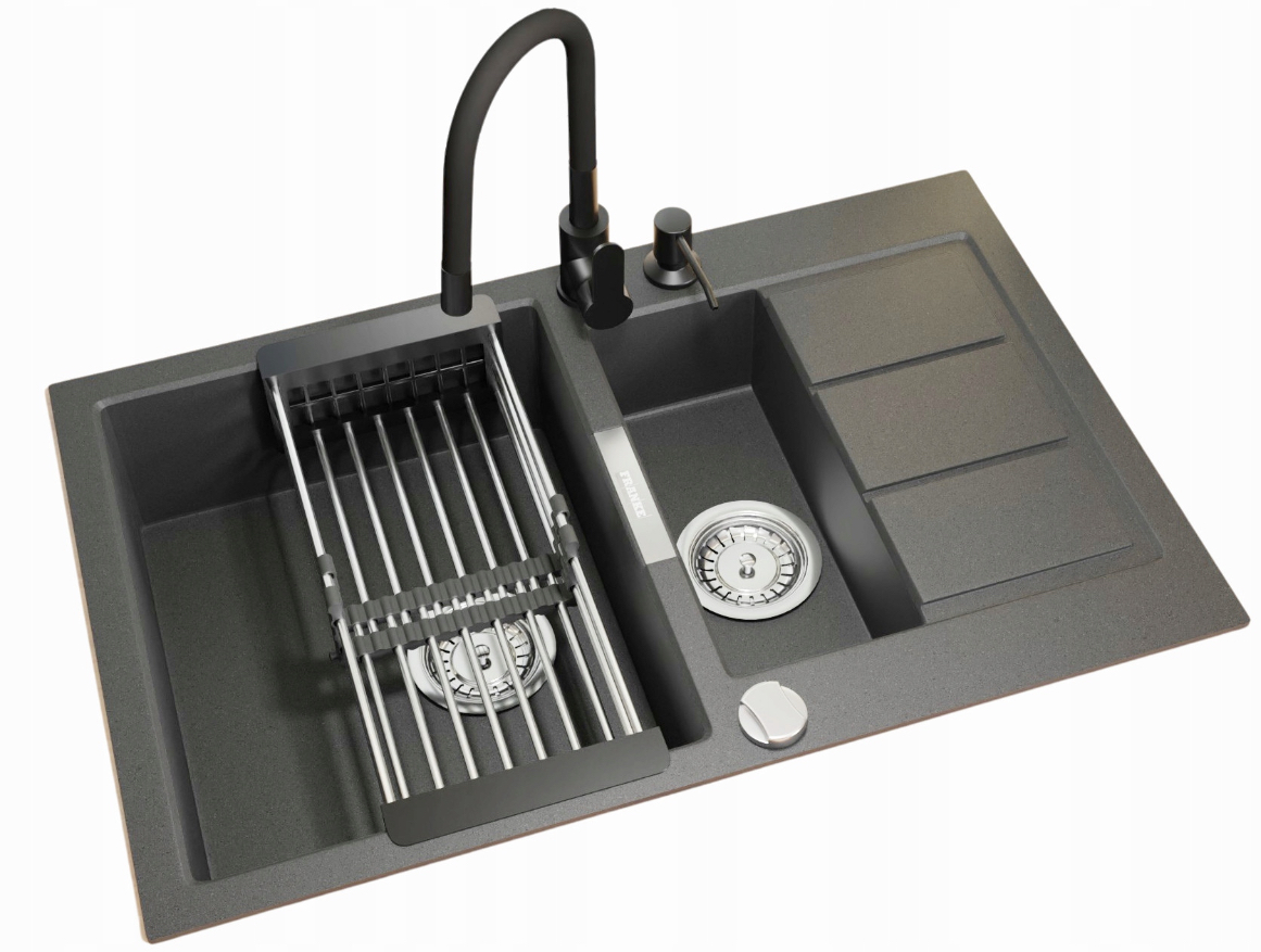 Granitan zlew Franke Sirius S2D 2.0 651-78 czarny onyx kwarc bateria Grado
