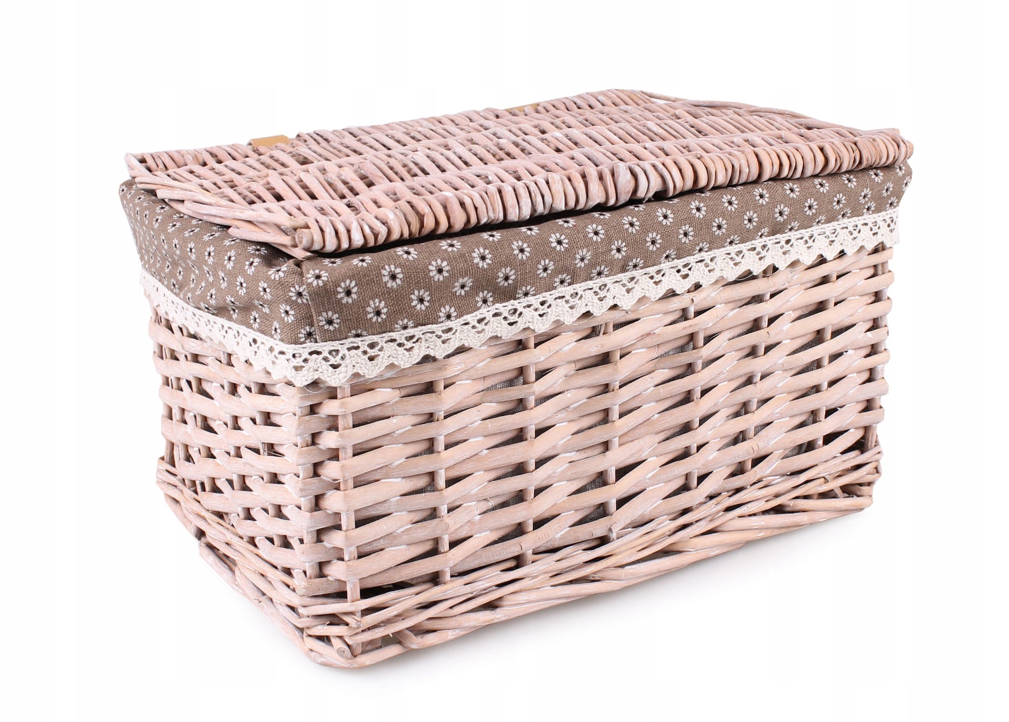 

Brązowy Kufer Wiklinowy Z Materiałem 38x28x21 cm