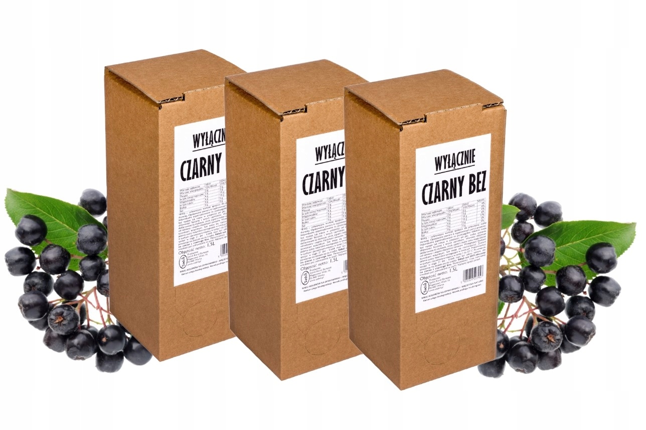 sok czarny bez 100% naturalny tłoczony z czarnego bzu 3x1,5L