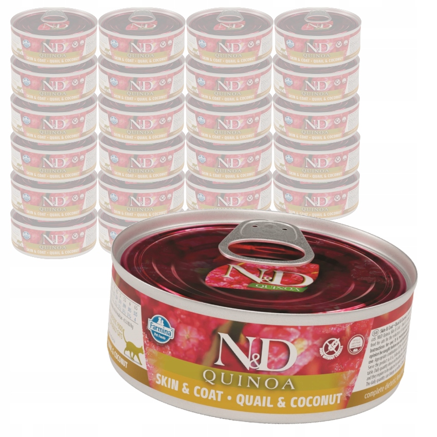 Levně Farmina N&d Quinoa Skin & Coat 24x80g Mokré Krmivo Pro Kočky Kokosová křepelka